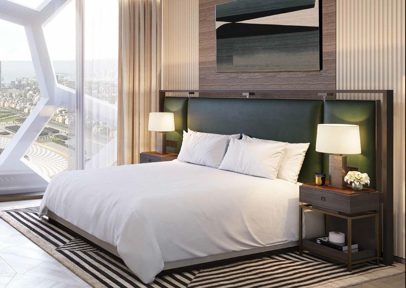 Guest bedroom at Rosewood Residences